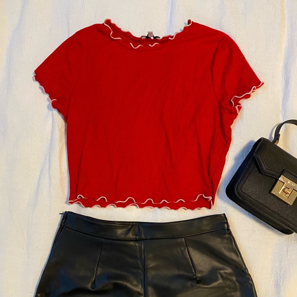 Red Ruffled Women's Top - Picture 3 of 3